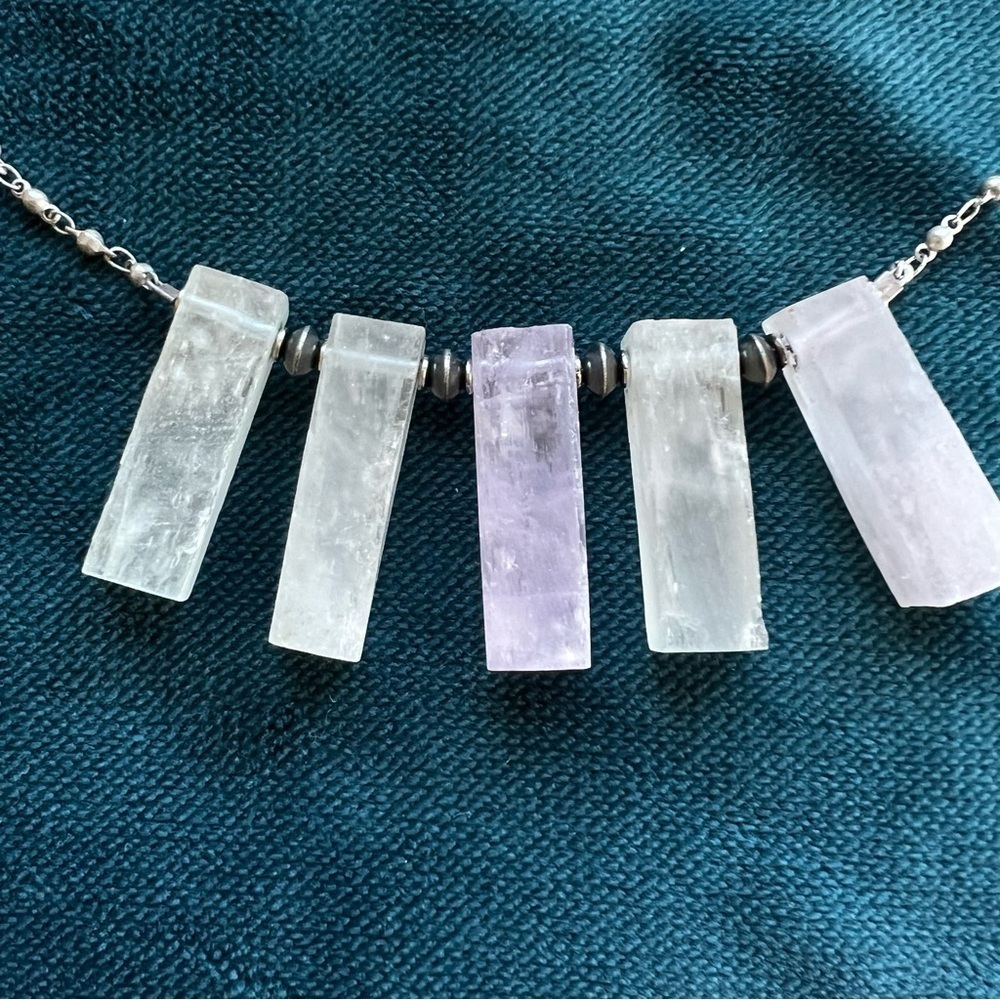 Sterling Silver Rose Quartz Solid Block Clouds Ne… - image 3